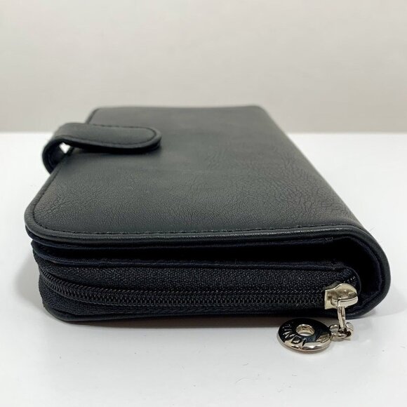 MUNDI Black Leather Zip Around Snap Check Book Organizer Clutch Wallet EUC - Picture 5 of 10